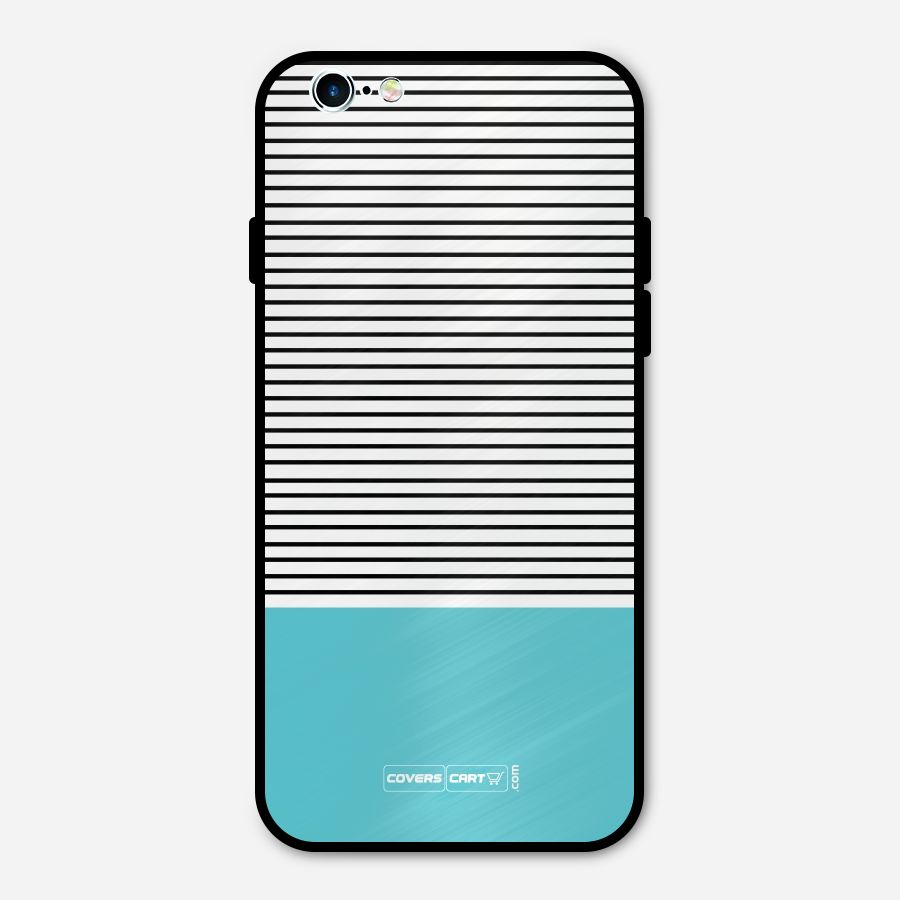 Deep Sky Blue Stripes Metal Back Case for iPhone 6 6s