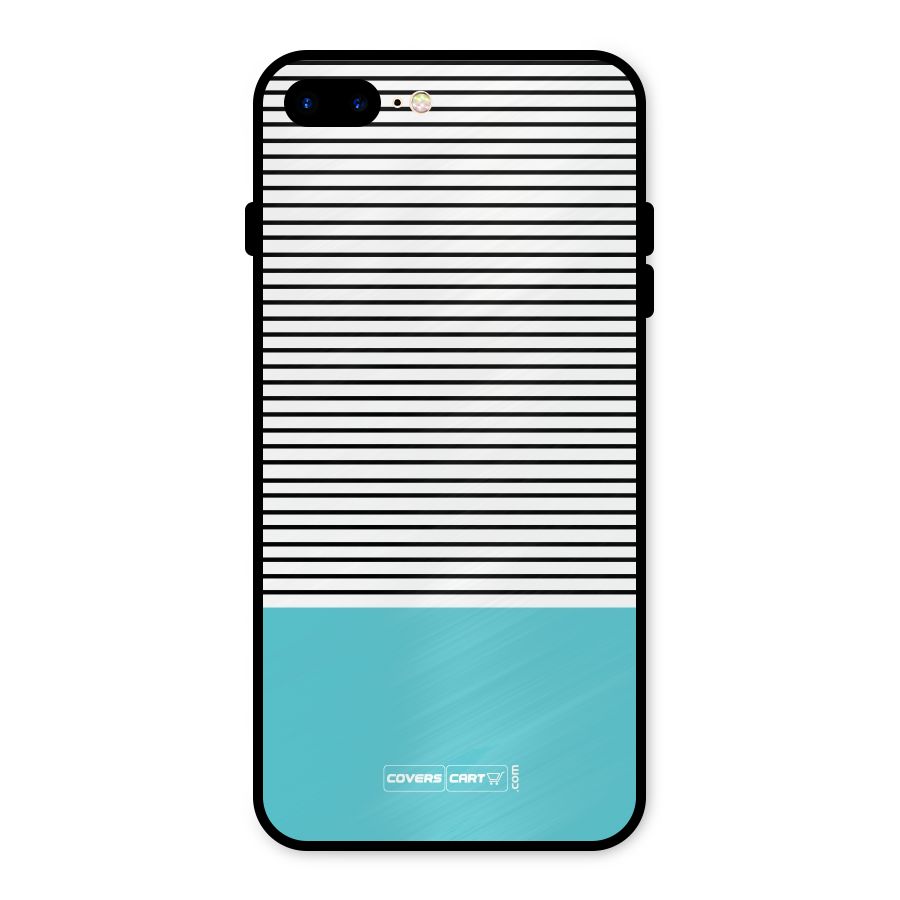 Deep Sky Blue Stripes Metal Back Case for iPhone 8 Plus