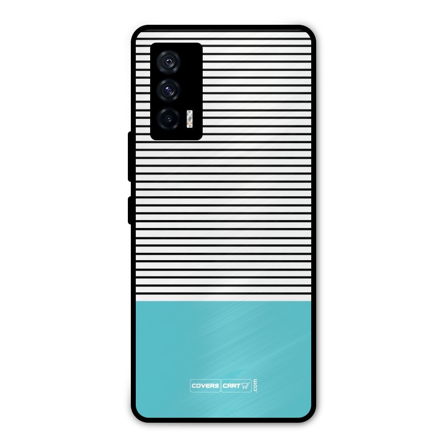 Deep Sky Blue Stripes Metal Back Case for iQOO 7 5G