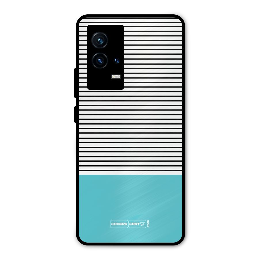 Deep Sky Blue Stripes Metal Back Case for iQOO 9 5G