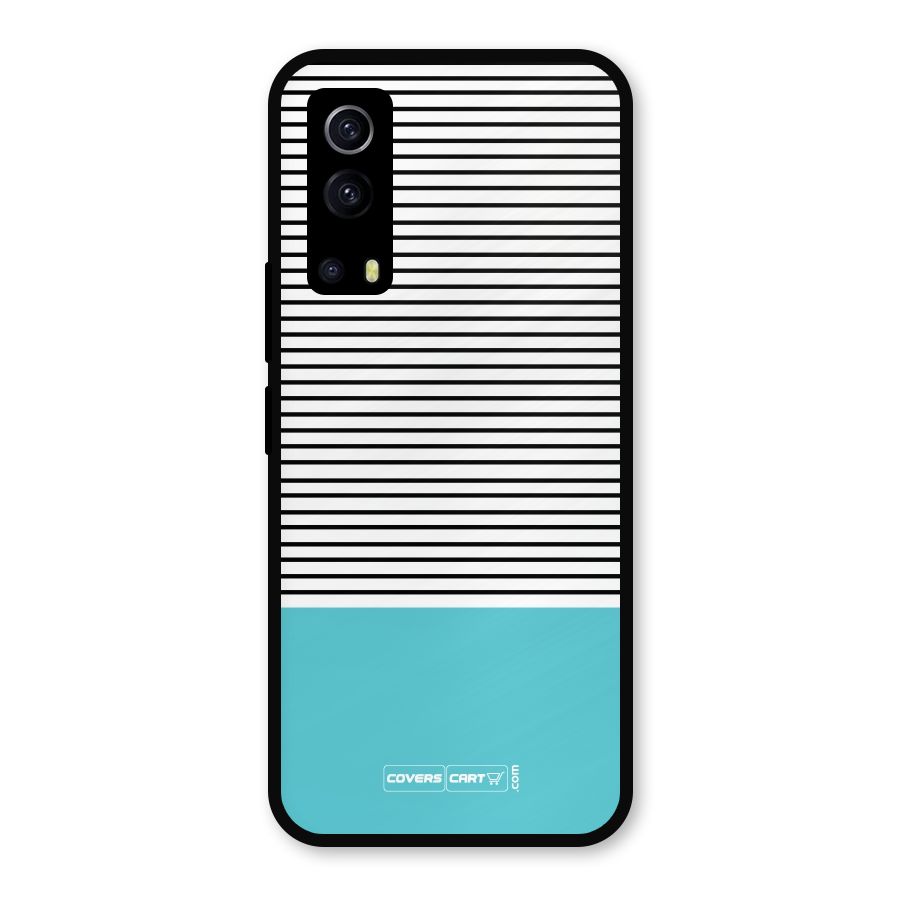 Deep Sky Blue Stripes Metal Back Case for iQOO Z3