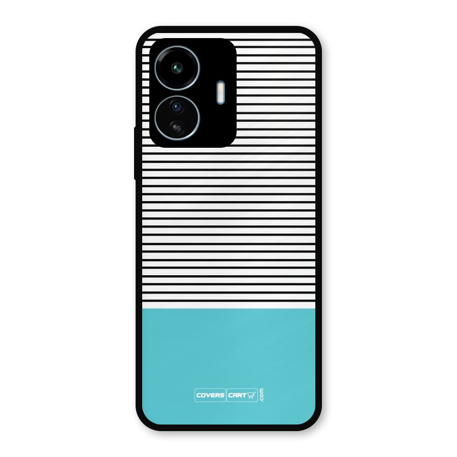Deep Sky Blue Stripes Metal Back Case for vivo iQOO Z6 Lite 5G