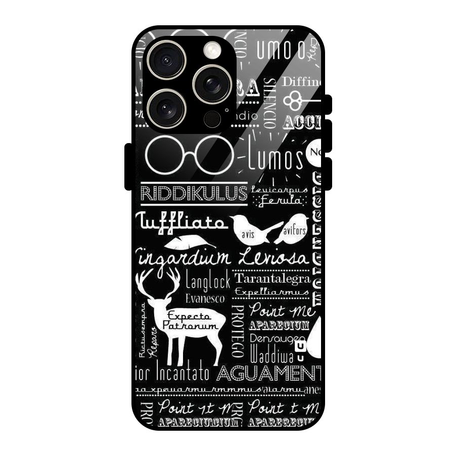 Deer Key Spell Glass Back Case for iPhone 15 Pro Max