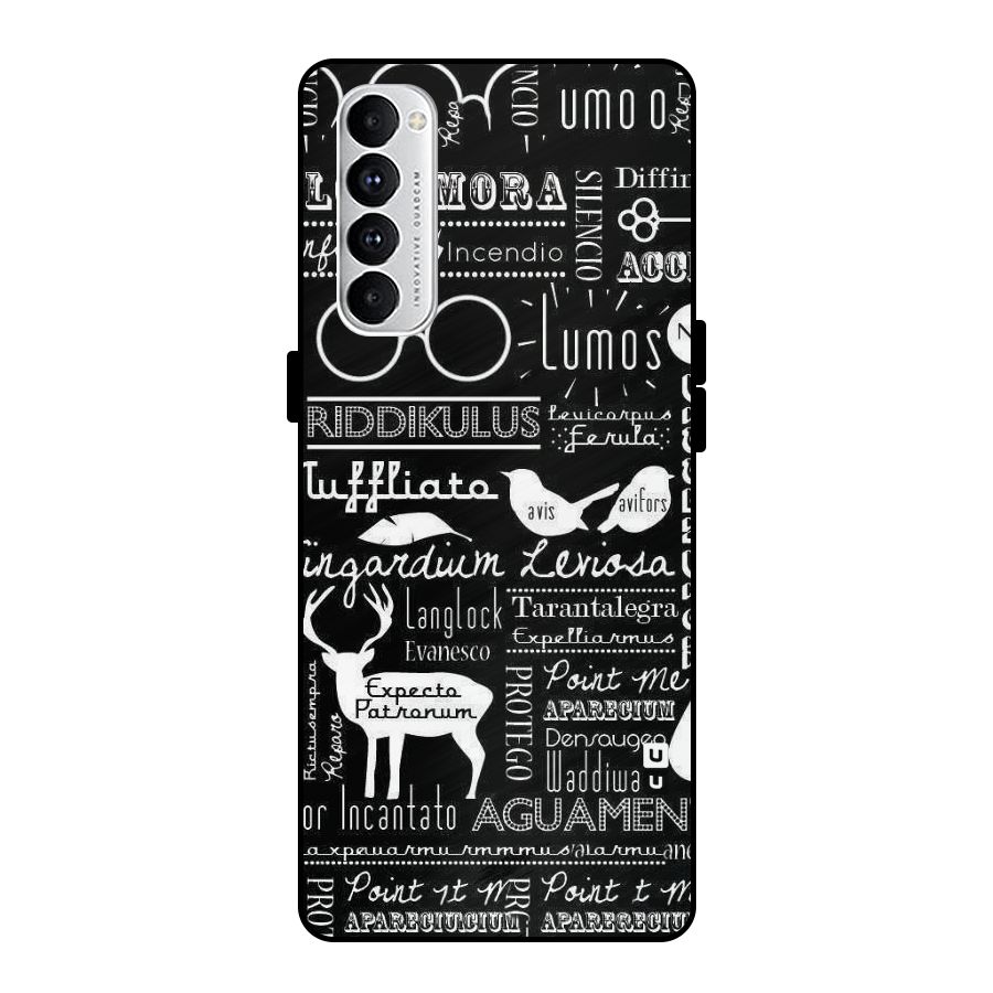 Deer Key Spell Metal Back Case for Oppo Reno4 Pro
