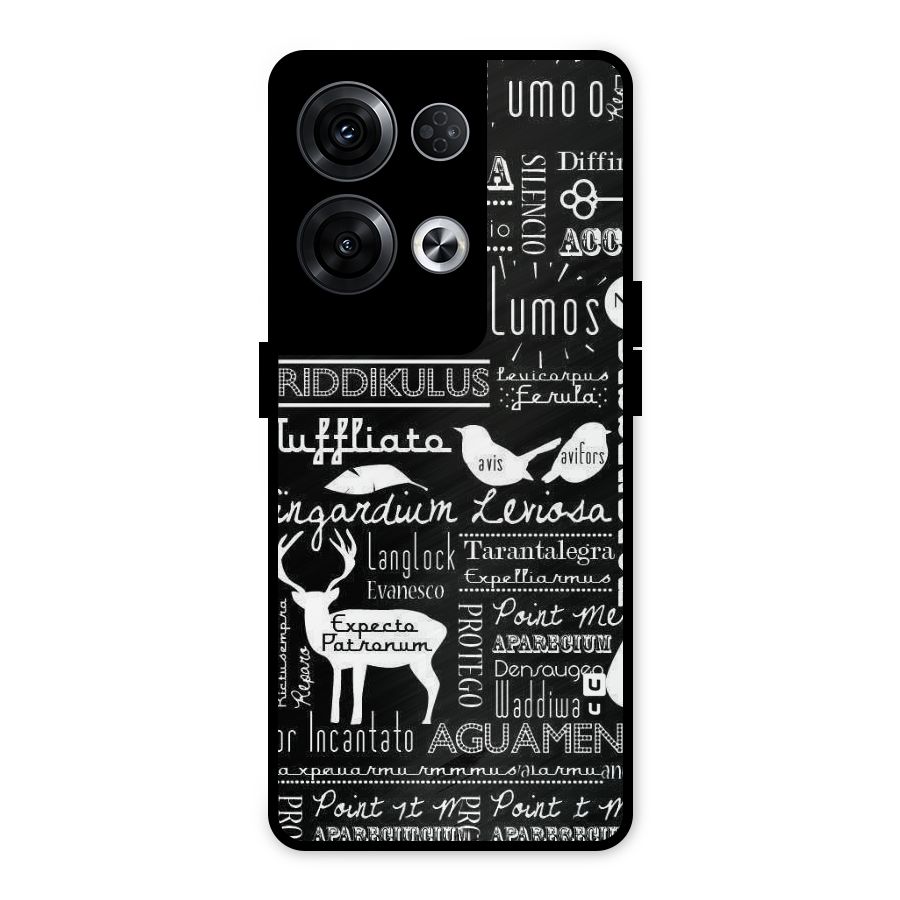 Deer Key Spell Metal Back Case for Oppo Reno8 Pro 5G