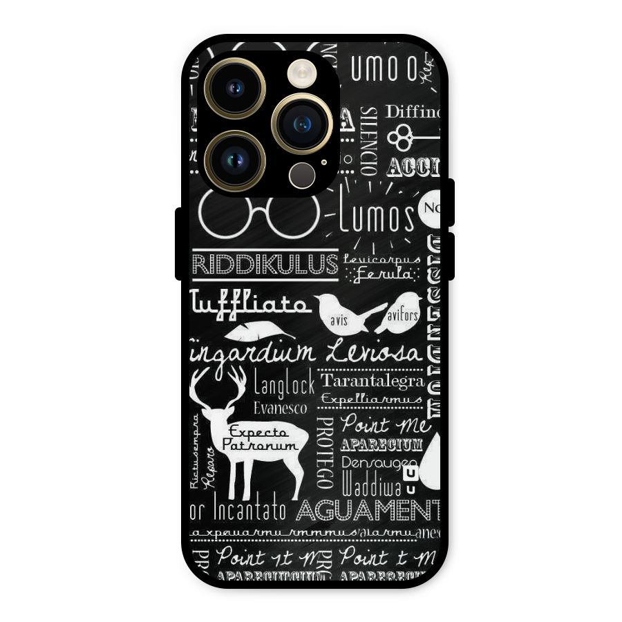 Deer Key Spell Metal Back Case for iPhone 14 Pro