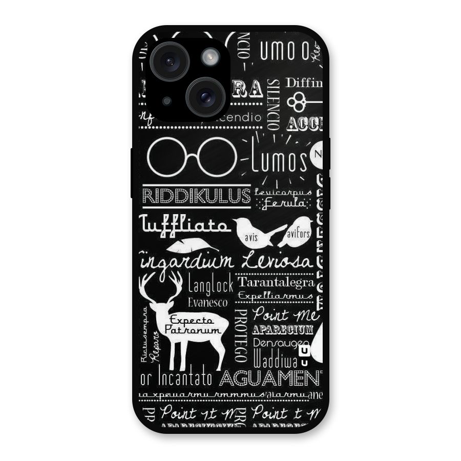 Deer Key Spell Metal Back Case for iPhone 15