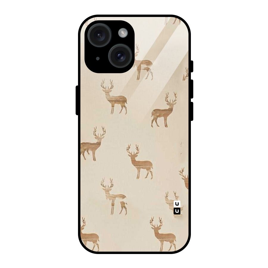 Deer Pattern Glass Back Case for iPhone 15