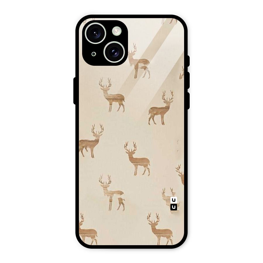 Deer Pattern Glass Back Case for iPhone 15 Plus