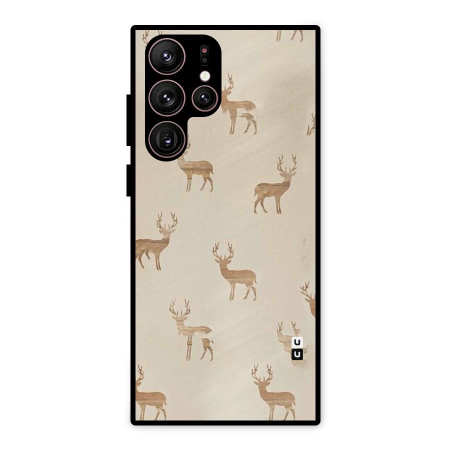 Deer Pattern Metal Back Case for Galaxy S22 Ultra 5G
