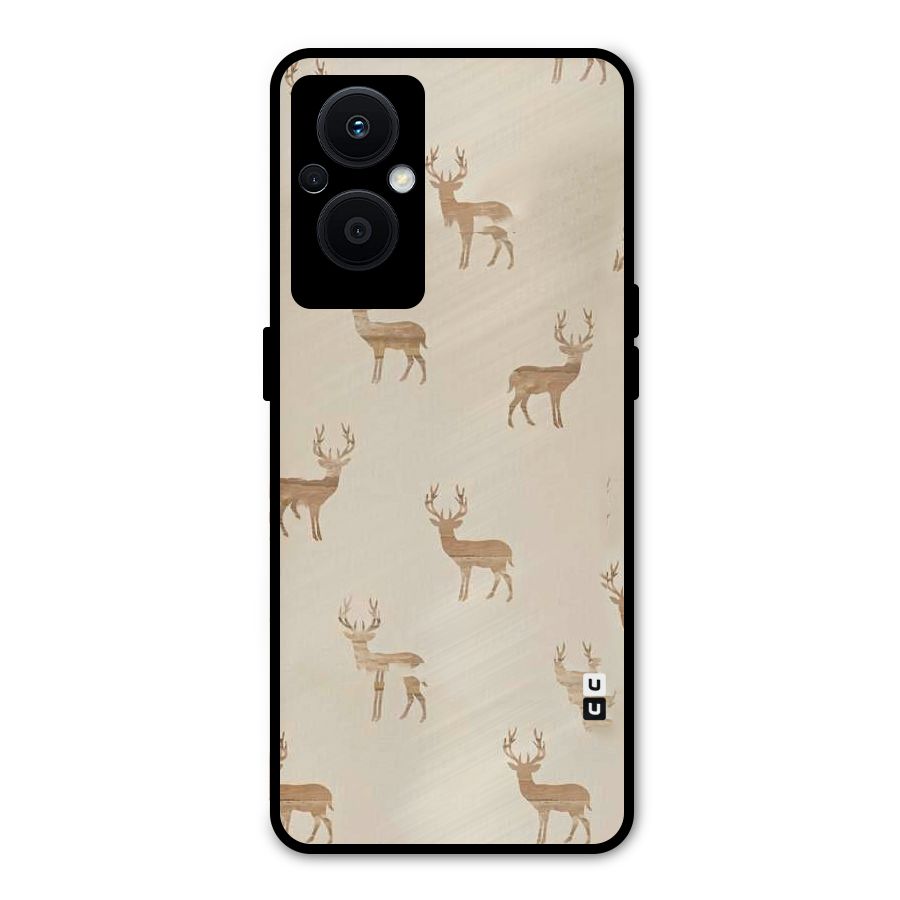 Deer Pattern Metal Back Case for Oppo F21s Pro 5G