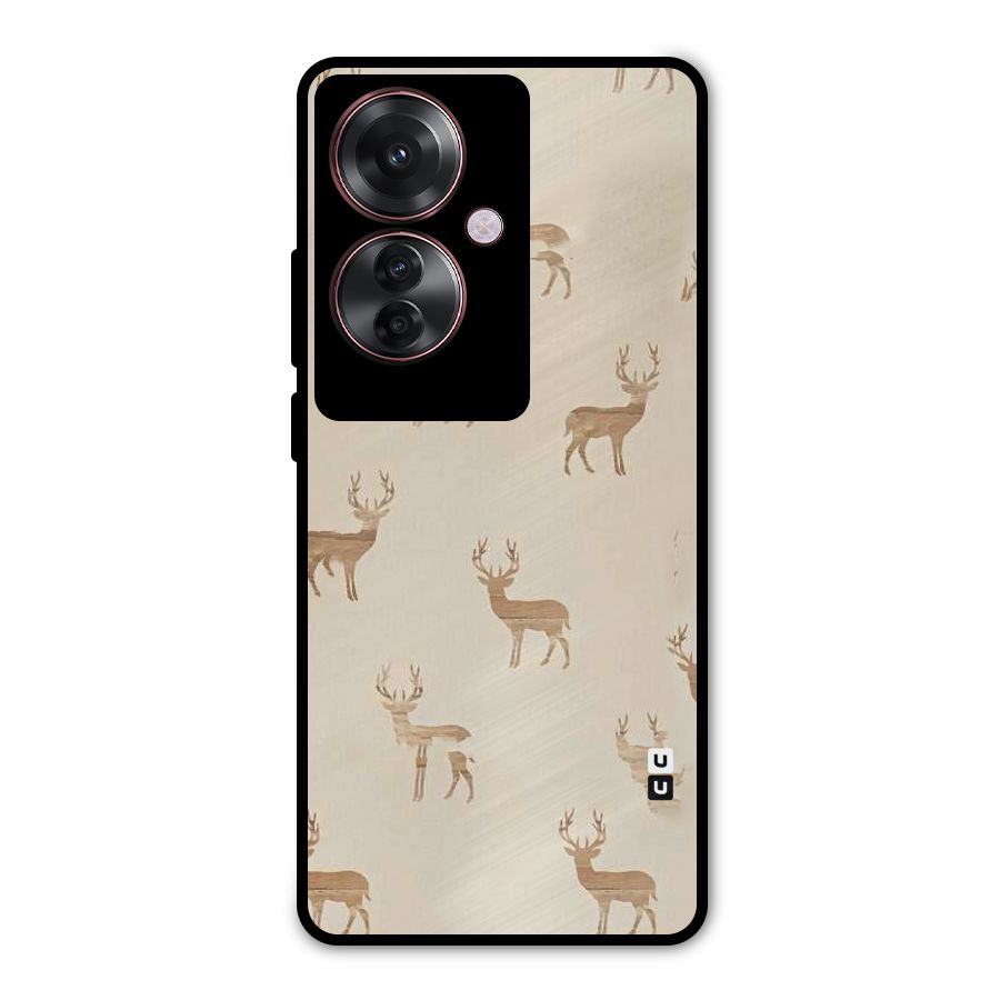 Deer Pattern Metal Back Case for Oppo F25 Pro