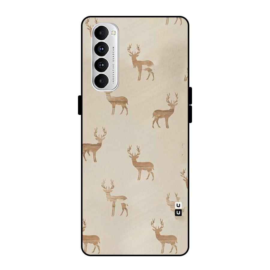 Deer Pattern Metal Back Case for Oppo Reno4 Pro