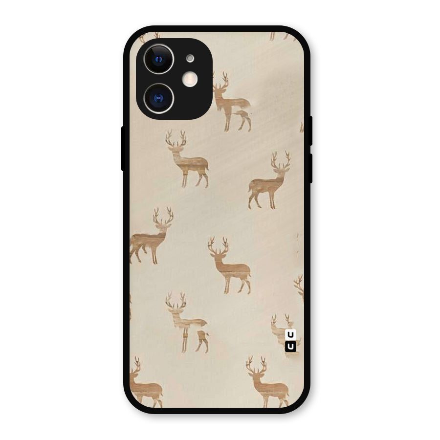 Deer Pattern Metal Back Case for iPhone 12