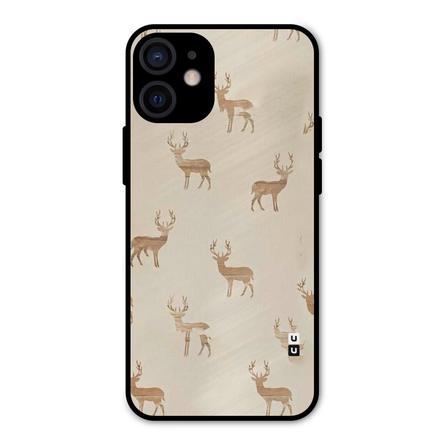 Deer Pattern Metal Back Case for iPhone 12 Mini