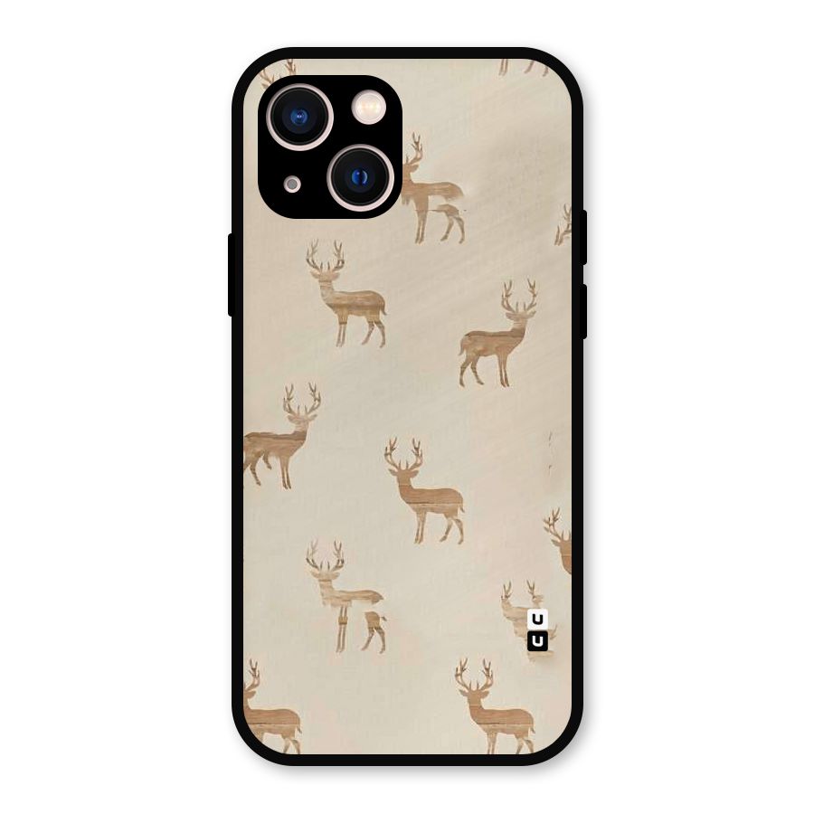 Deer Pattern Metal Back Case for iPhone 13
