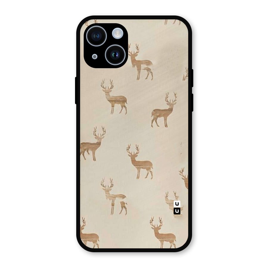 Deer Pattern Metal Back Case for iPhone 14