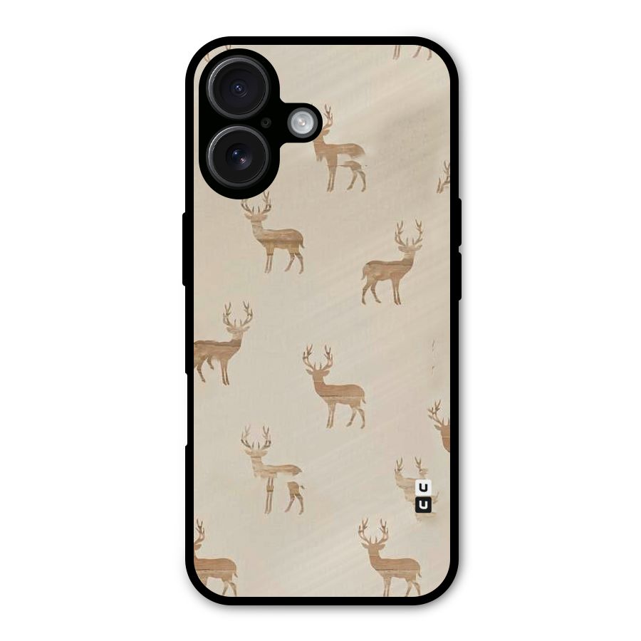 Deer Pattern Metal Back Case for iPhone 16