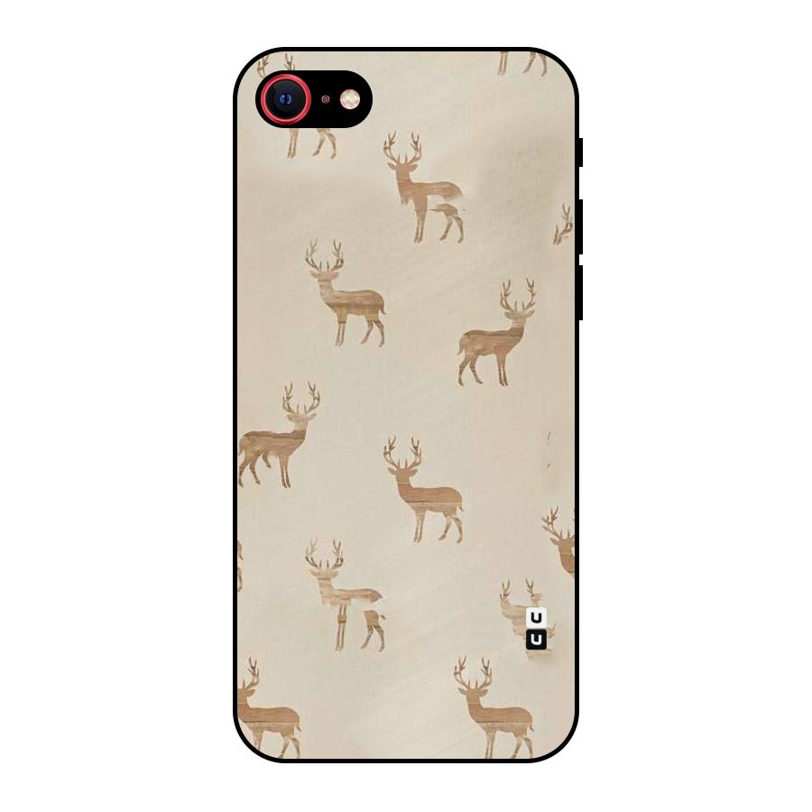 Deer Pattern Metal Back Case for iPhone SE 2022