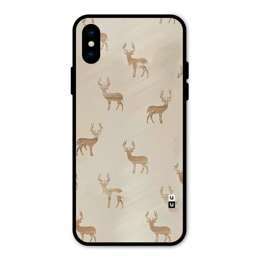 Deer Pattern Metal Back Case for iPhone XS