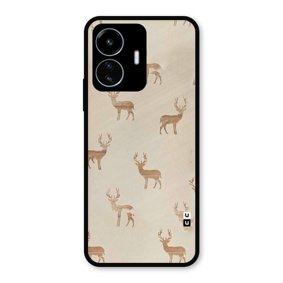 Deer Pattern Metal Back Case for vivo iQOO Z6 Lite 5G