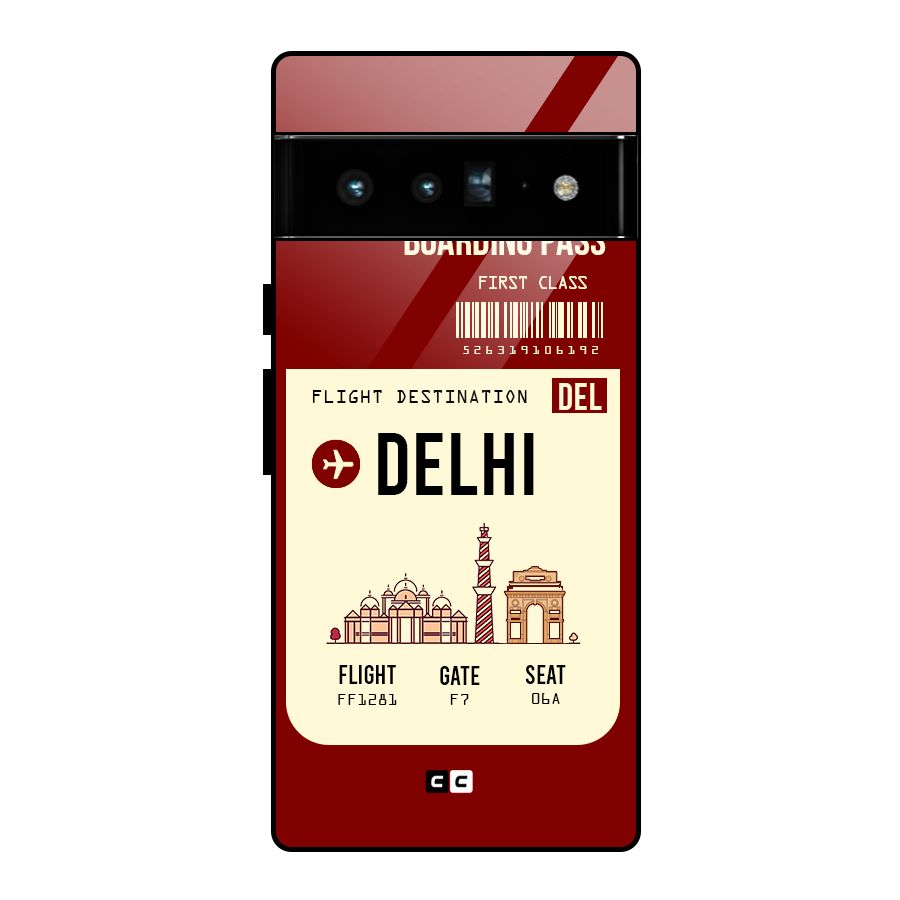 Delhi Boarding Pass Glass Back Case for Google Pixel 6 Pro