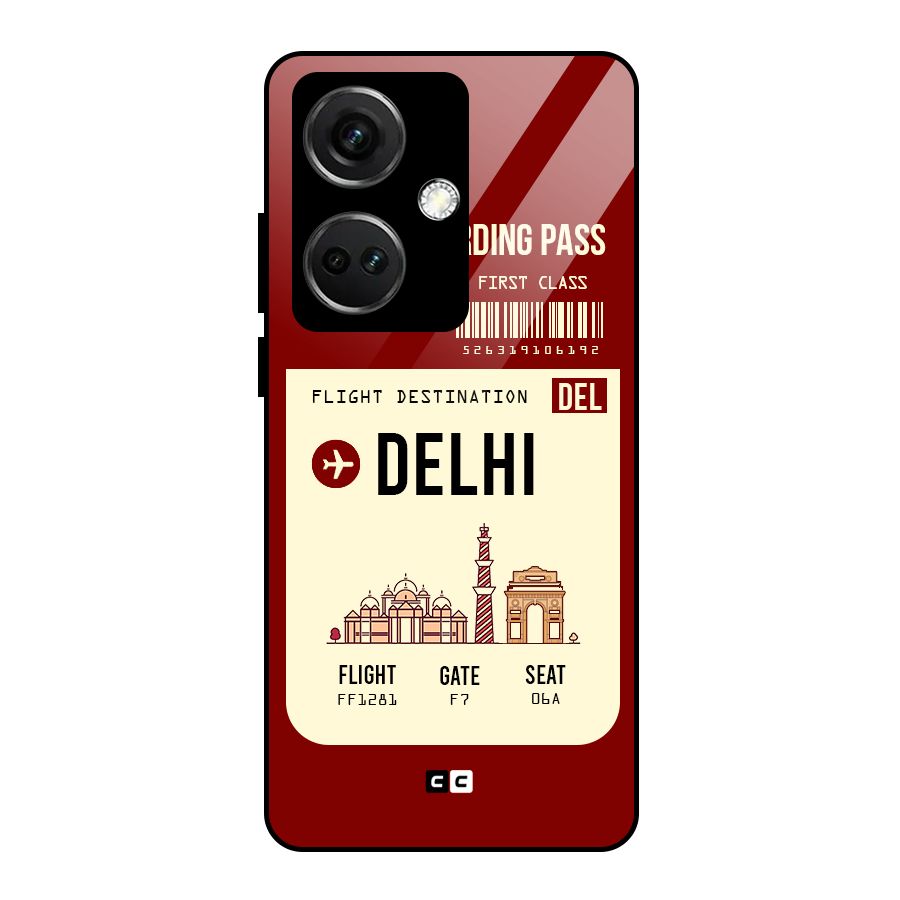 Delhi Boarding Pass Glass Back Case for OnePlus Nord CE 3 5G