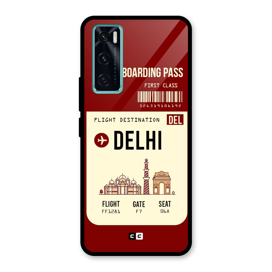 Delhi Boarding Pass Glass Back Case for Vivo V20 SE