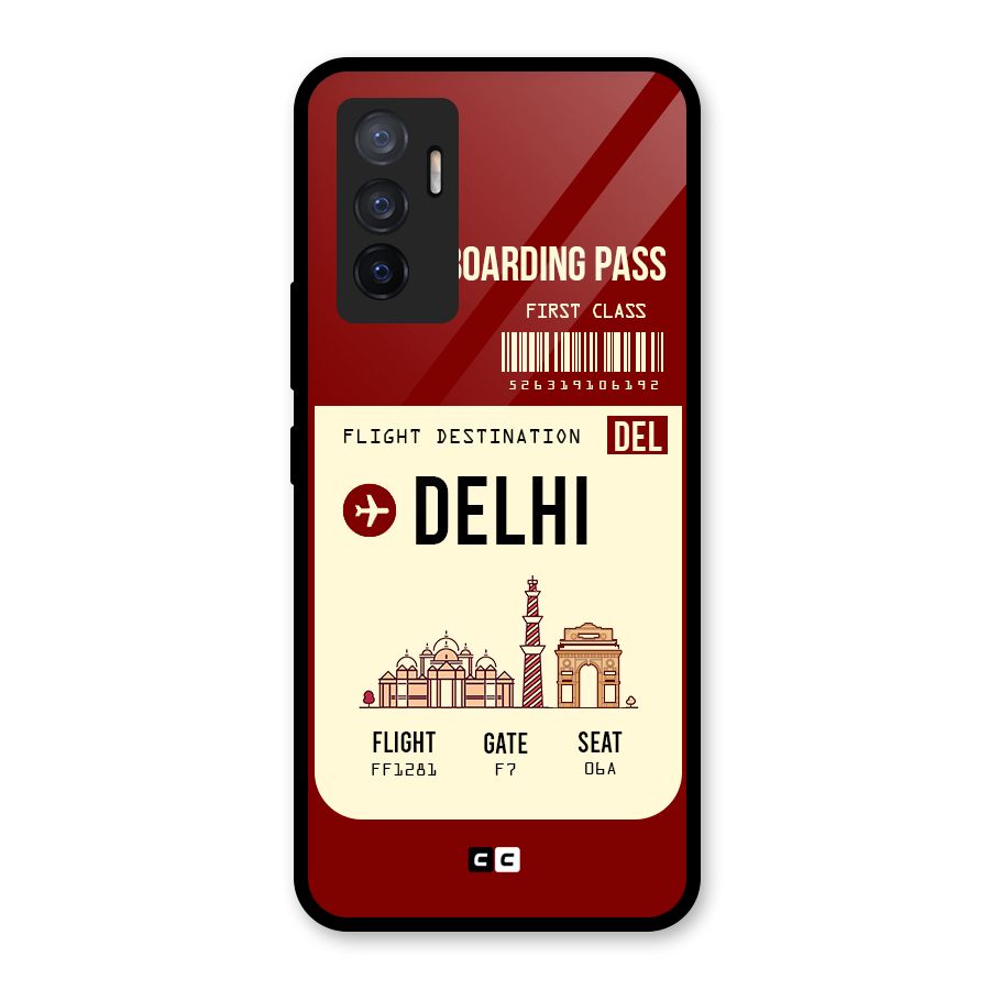 Delhi Boarding Pass Glass Back Case for Vivo V23e