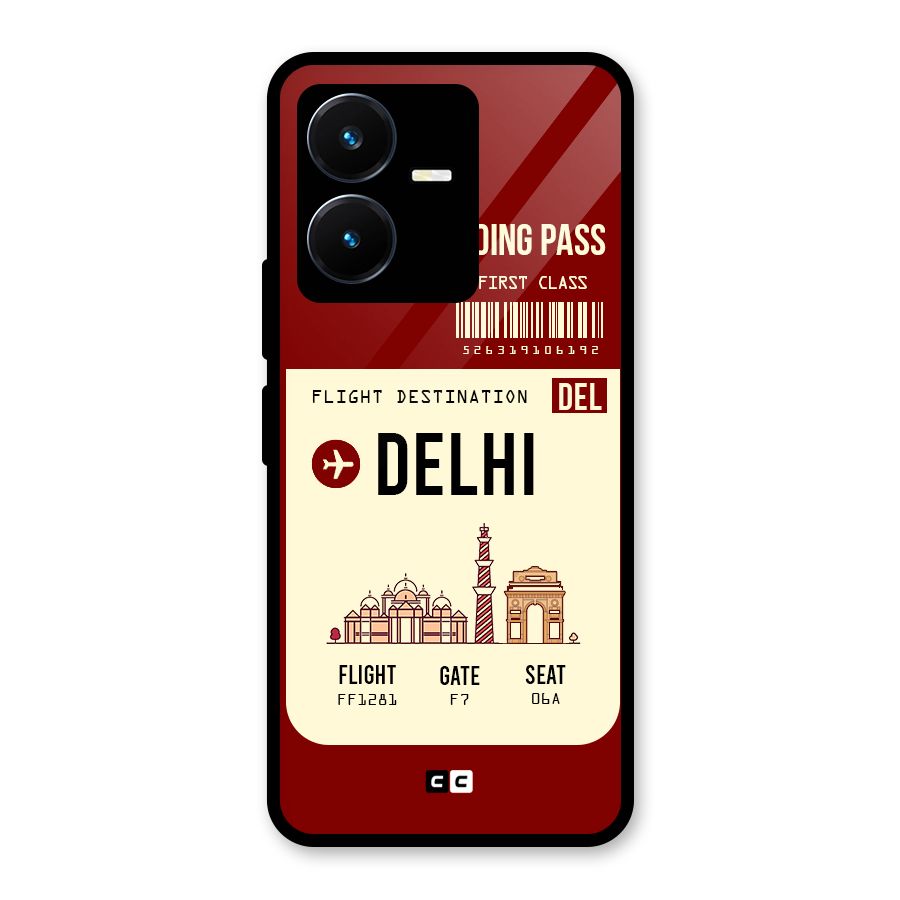Delhi Boarding Pass Glass Back Case for Vivo Y22s