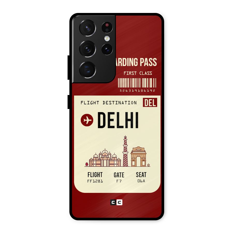 Delhi Boarding Pass Metal Back Case for Galaxy S21 Ultra 5G