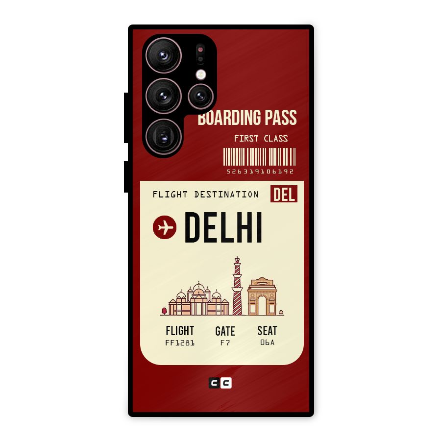 Delhi Boarding Pass Metal Back Case for Galaxy S22 Ultra 5G