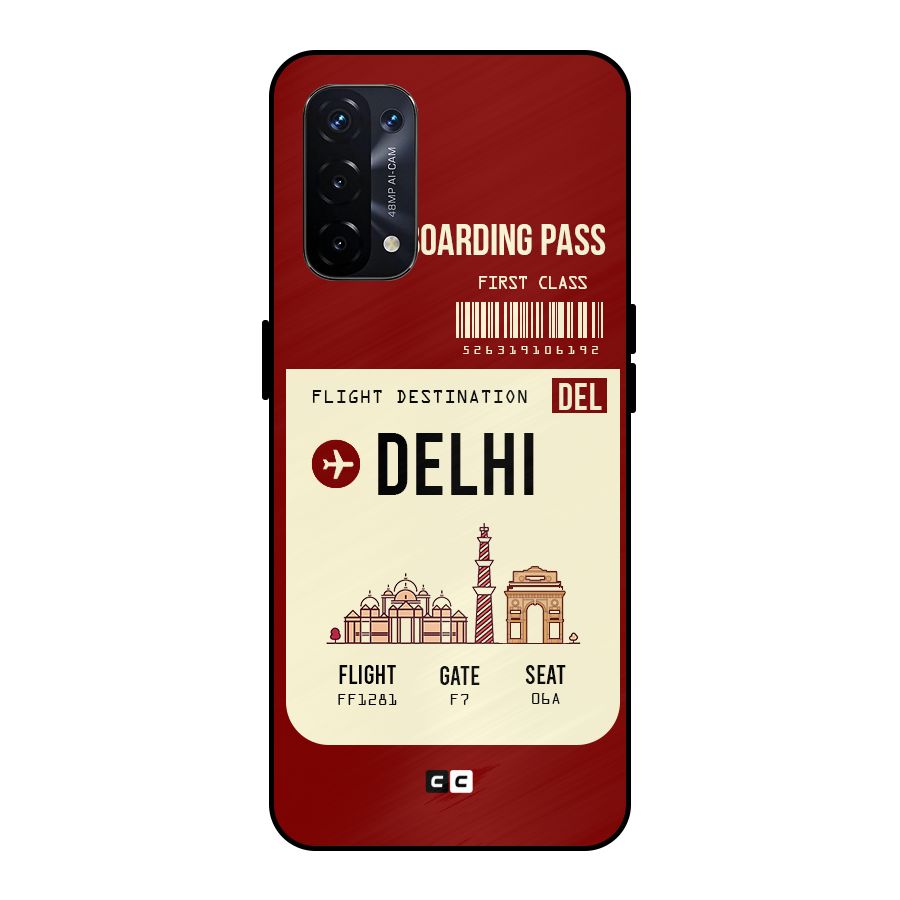 Delhi Boarding Pass Metal Back Case for Oppo A74 5G