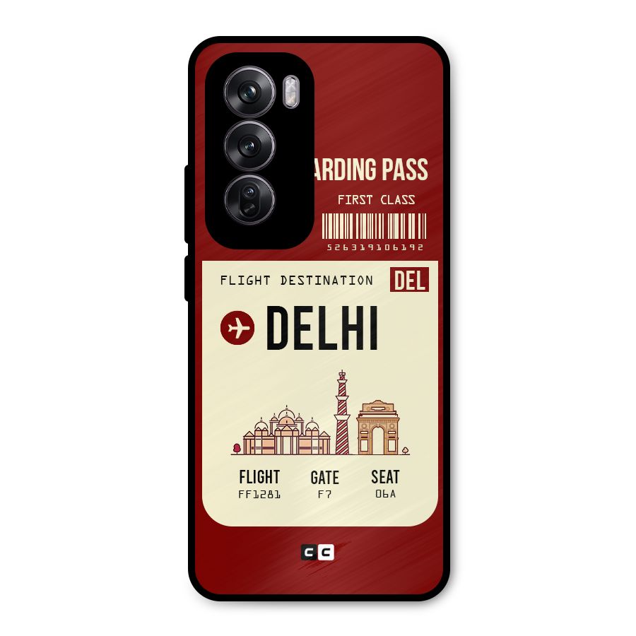 Delhi Boarding Pass Metal Back Case for Oppo Reno12 Pro