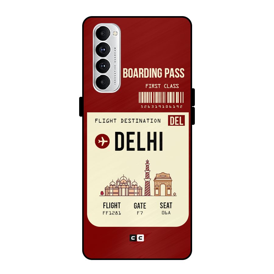 Delhi Boarding Pass Metal Back Case for Oppo Reno4 Pro