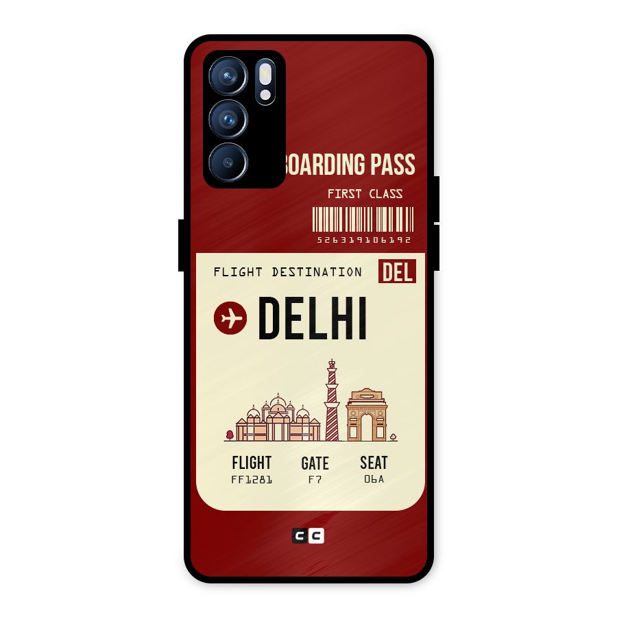 Delhi Boarding Pass Metal Back Case for Oppo Reno6 5G