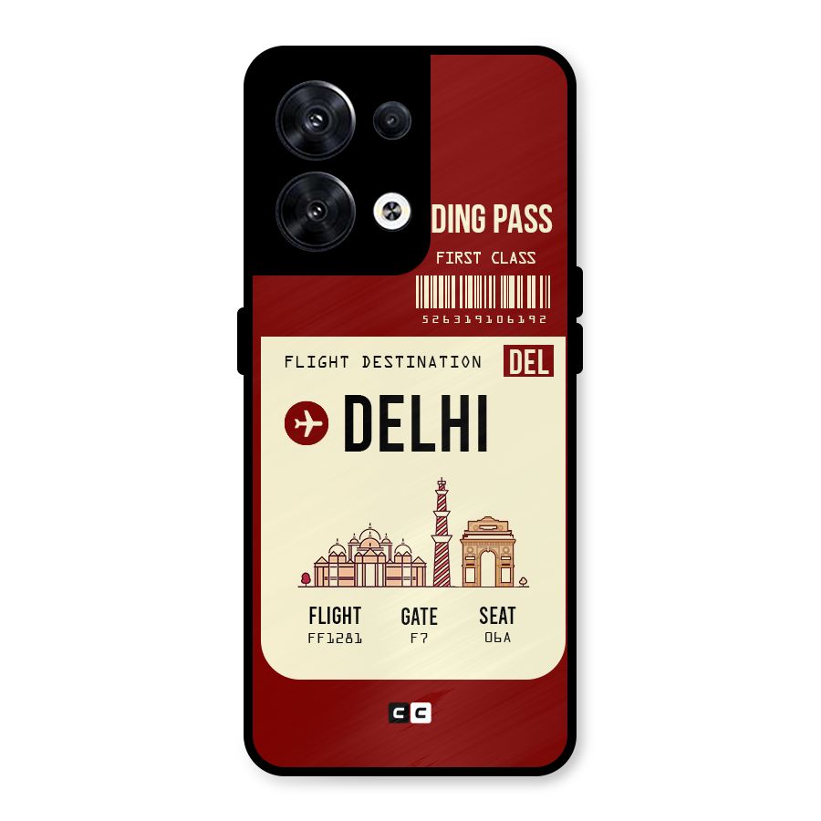 Delhi Boarding Pass Metal Back Case for Oppo Reno8 5G