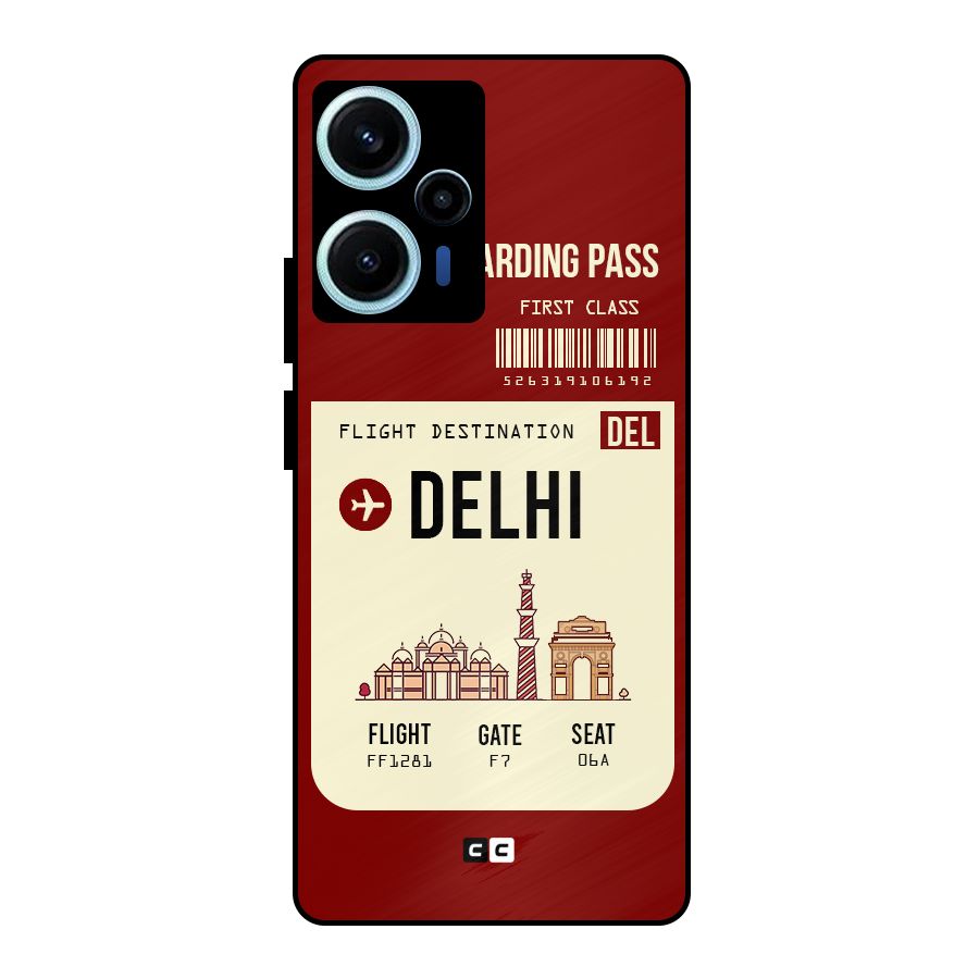 Delhi Boarding Pass Metal Back Case for Poco F5