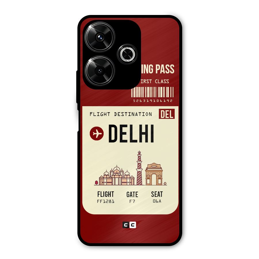 Delhi Boarding Pass Metal Back Case for Poco M6 Plus
