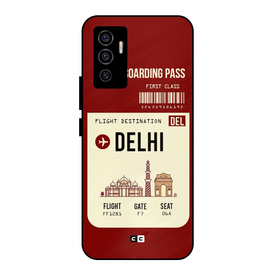 Delhi Boarding Pass Metal Back Case for Vivo V23e