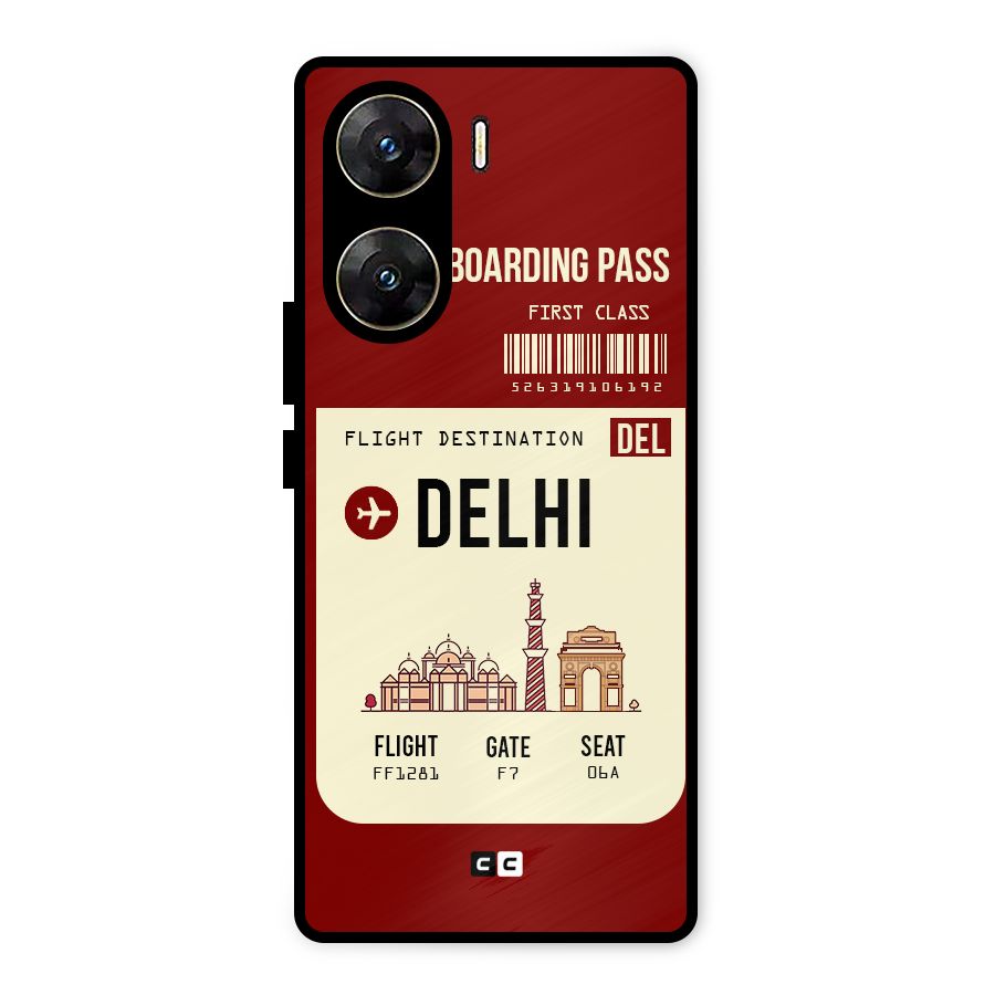 Delhi Boarding Pass Metal Back Case for Vivo V29e