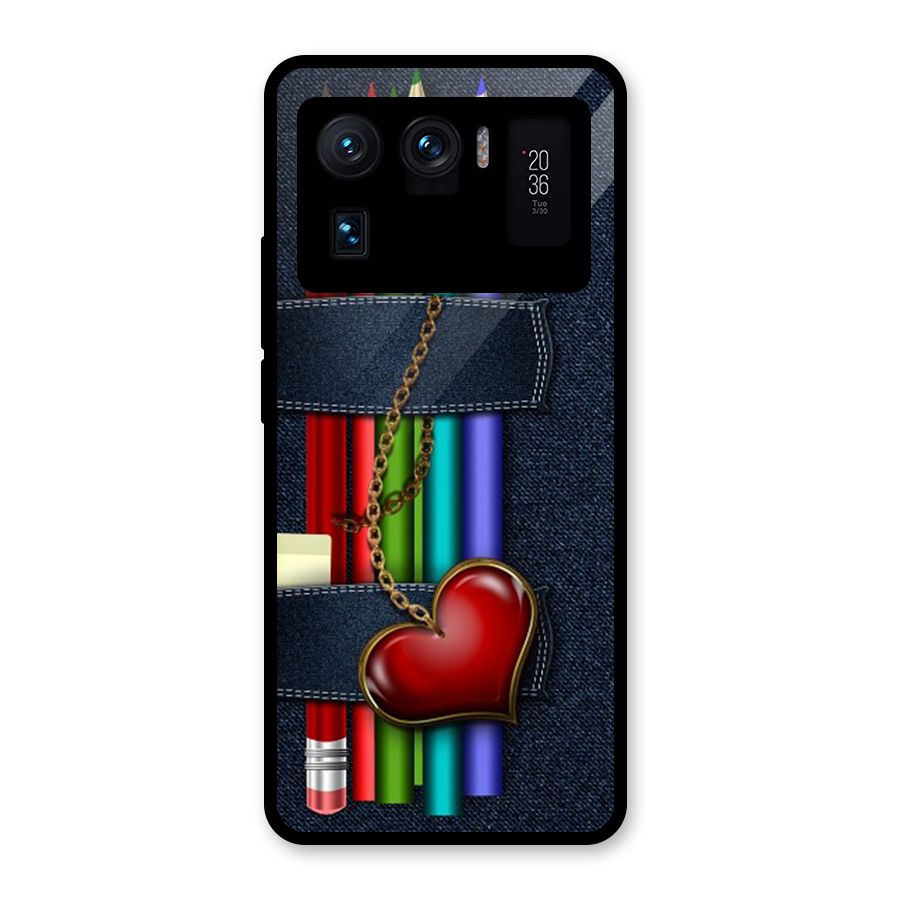 Denim Colorful Pencils Glass Back Case for Mi 11 Ultra
