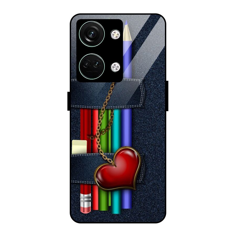 Denim Colorful Pencils Glass Back Case for Oneplus Nord 3