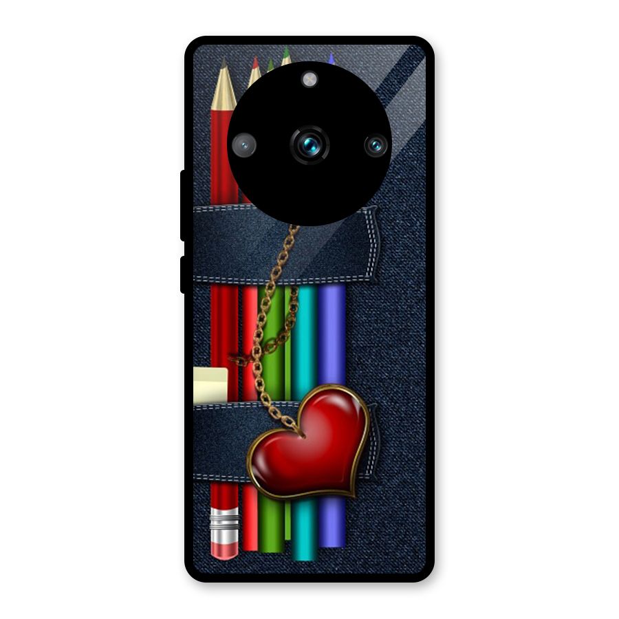 Denim Colorful Pencils Glass Back Case for Realme 11 Pro Plus