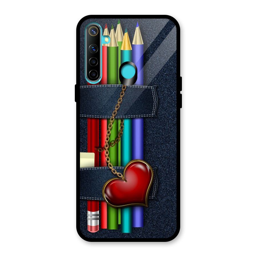Denim Colorful Pencils Glass Back Case for Realme 5