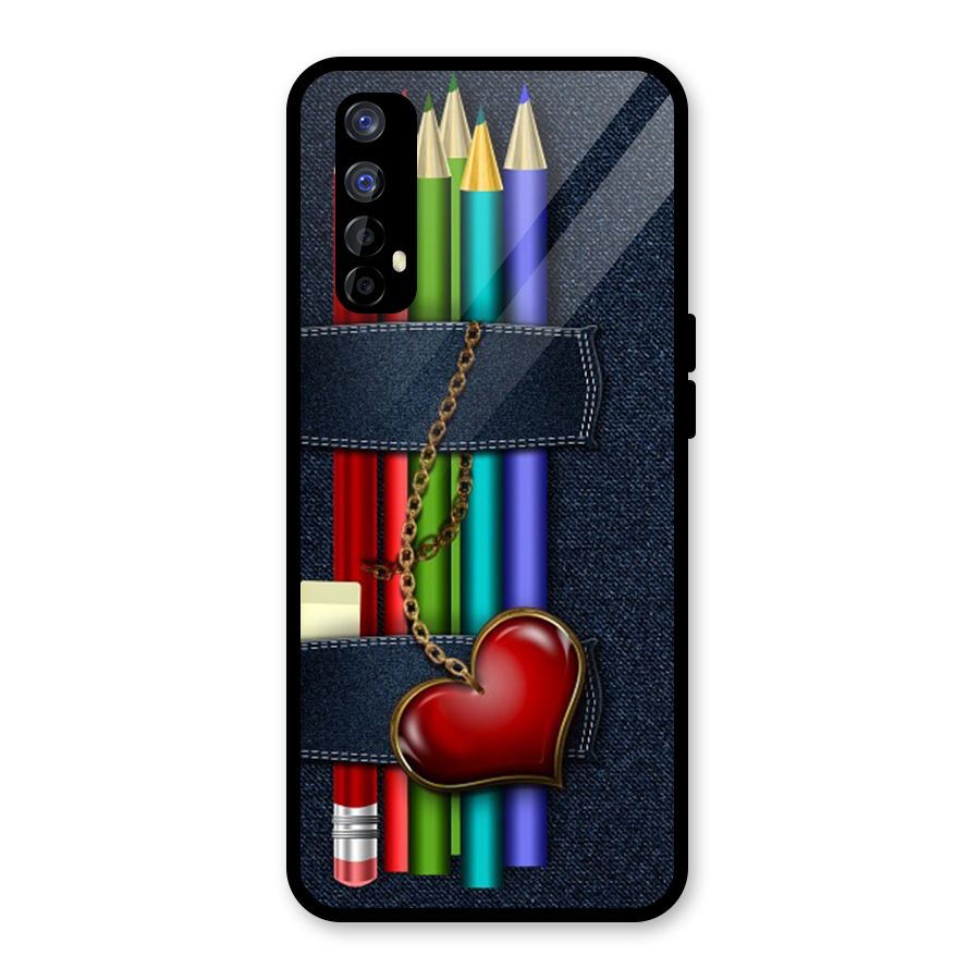 Denim Colorful Pencils Glass Back Case for Realme 7