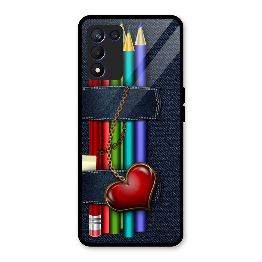 Denim Colorful Pencils Glass Back Case for Realme 9 5G Speed