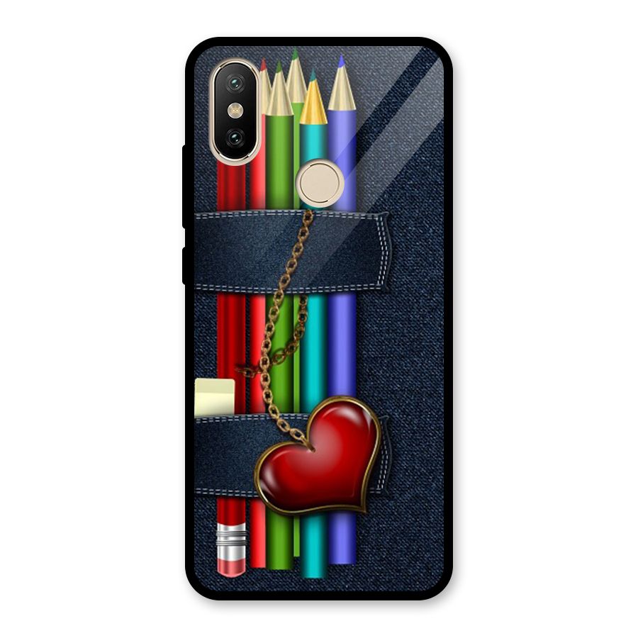 Denim Colorful Pencils Glass Back Case for Redmi A2