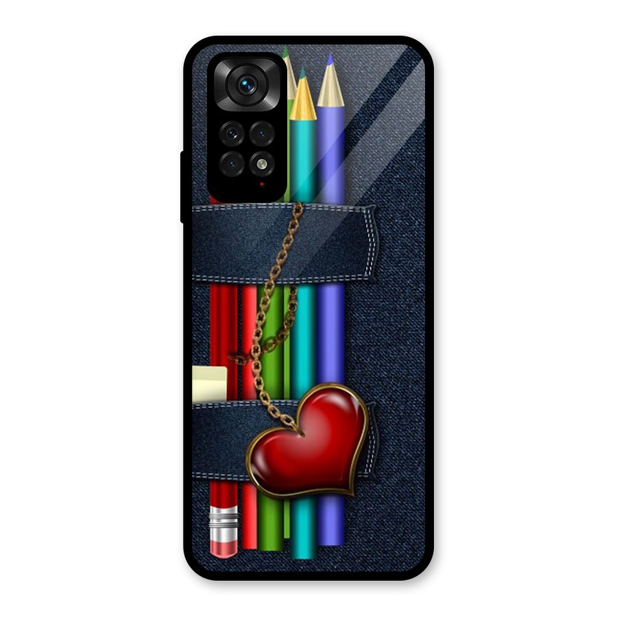 Denim Colorful Pencils Glass Back Case for Redmi Note 11S
