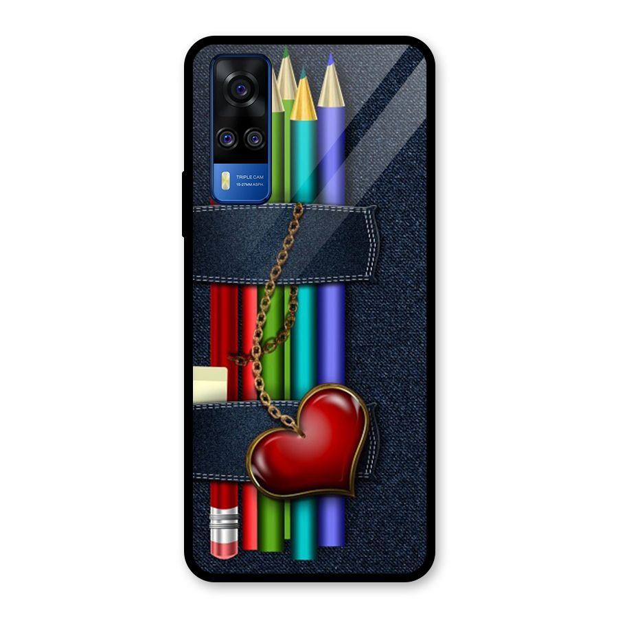 Denim Colorful Pencils Glass Back Case for Vivo Y31